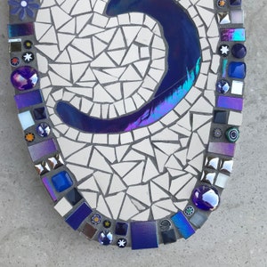 Outdoor Mosaic House Number, made with frost and UV safe materials glass, ceramic, glue and grout on a weatherproof Corian® base. image 2