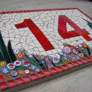 Custom Mosaic House Number, Sign, Plaque, Street Address, Yard Art, Bespoke Number,Digit, Outdoor,Wall hanging,ornament,Glass,door number, image 4