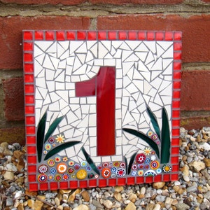 Custom Mosaic House Number, Sign, Plaque, Street Address, Yard Art, Bespoke Number,Digit, Outdoor,Wall hanging,ornament,Glass,door 7 image 5