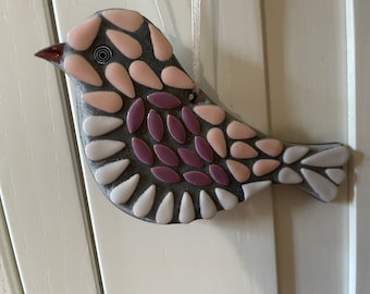 READY TO SHIP Mosaic bird, hanging ornament, ceramic mosaic bird, ladies gift, Xmas gift, home decor, handmade gift,uk, made in England,