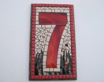 Mosaik Hausnummer, Schild, Plakette, Hausnummer, Yard Art, kundenspezifische Nummer, Ziffer, benutzerdefinierte, Outdoor, Wandbehang, Ornament, Glas, Türnummer,