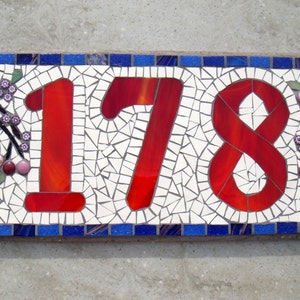 Custom Mosaic House Number, Sign, Plaque, Street Address, Yard Art, Bespoke Number,Digit, Outdoor,Wall hanging,ornament,Glass,door number, 3 image 1