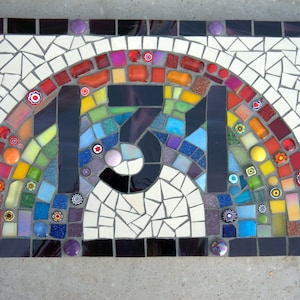 Rainbow Mosaic House Number,3 digit, street sign,house plate,address sign,number plaque,outdoor house sign,handmade,yard sign,custom,bespoke