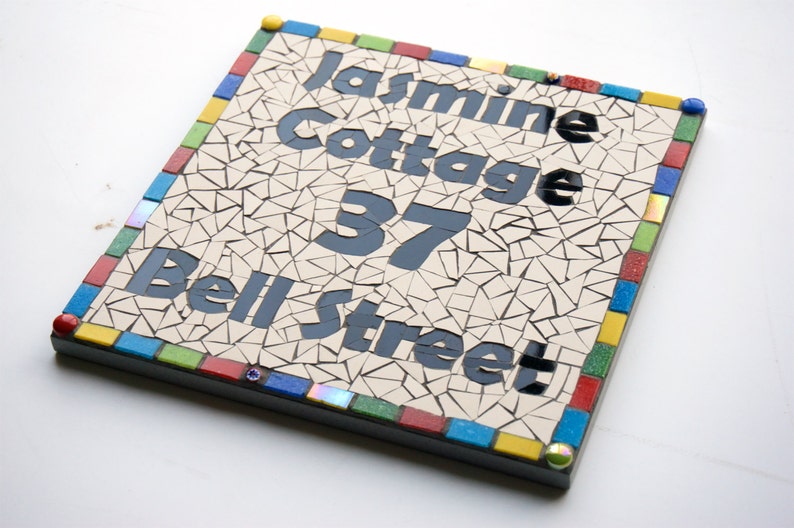 Mosaic Address Plaque House NameHouse SignBespoke Etsy