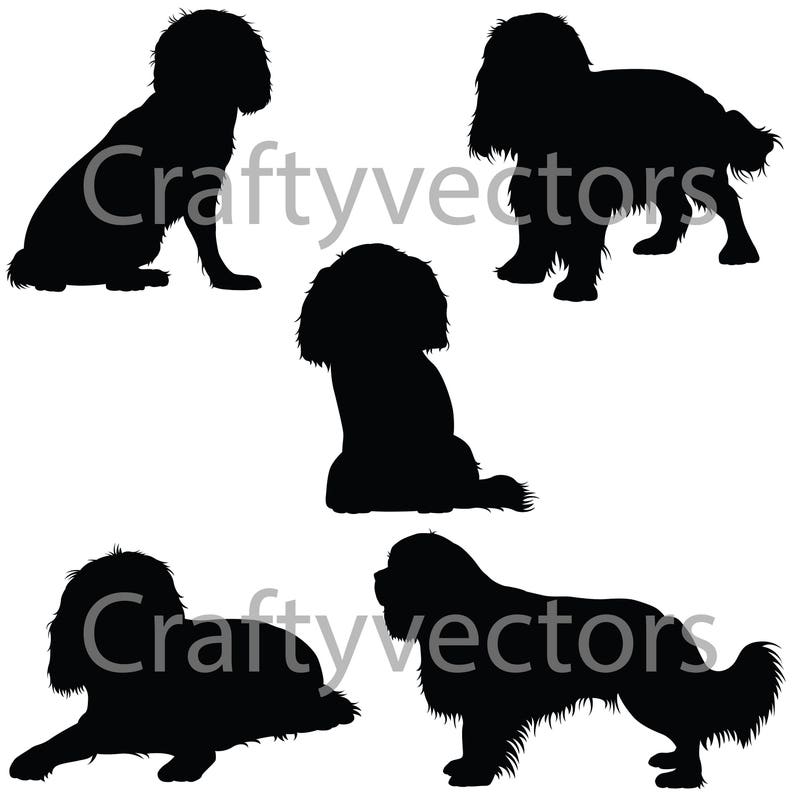Download King Charles Spaniel Dog SVG Silhouettes | Etsy