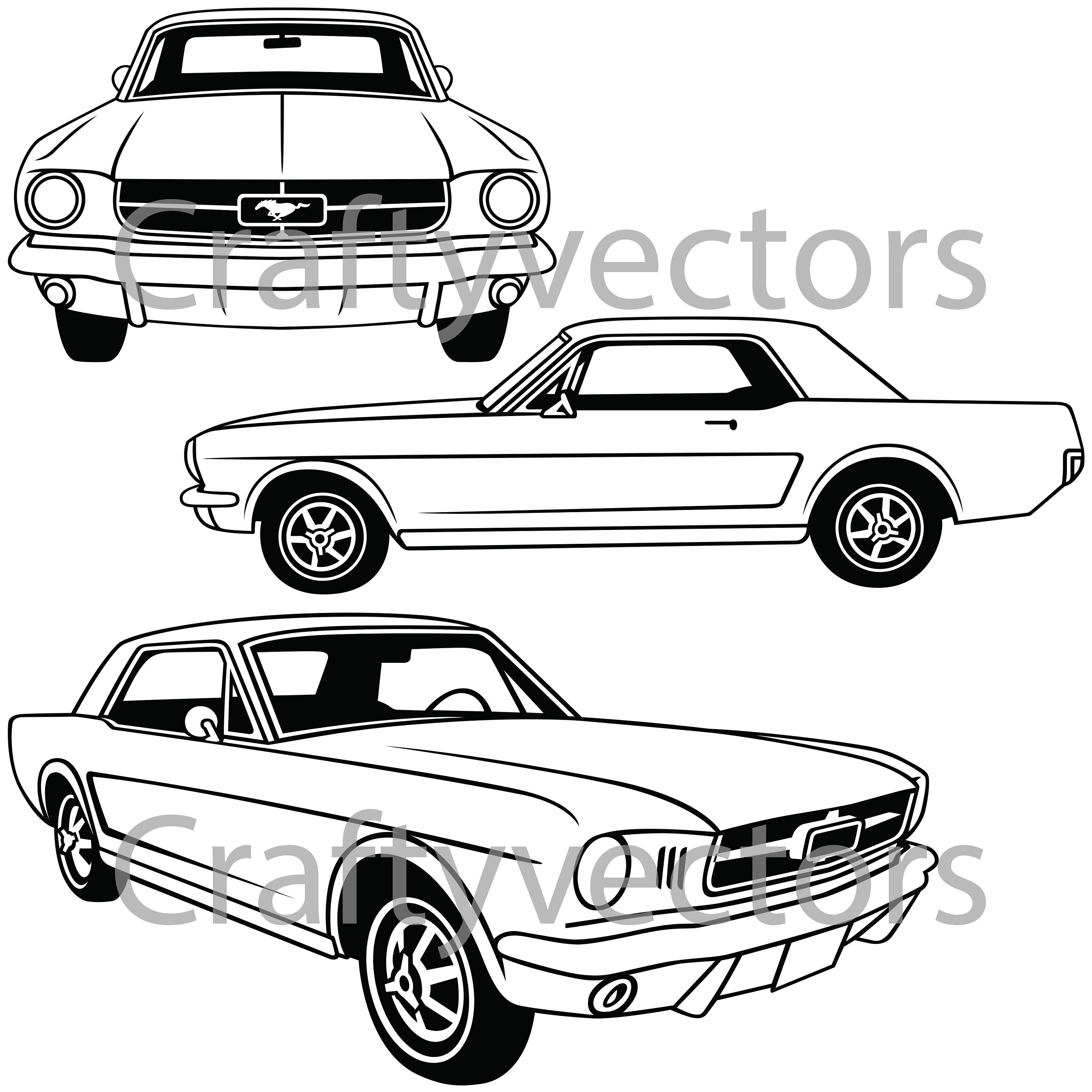 Ford Mustang 1964 to 66 Vector File | Etsy