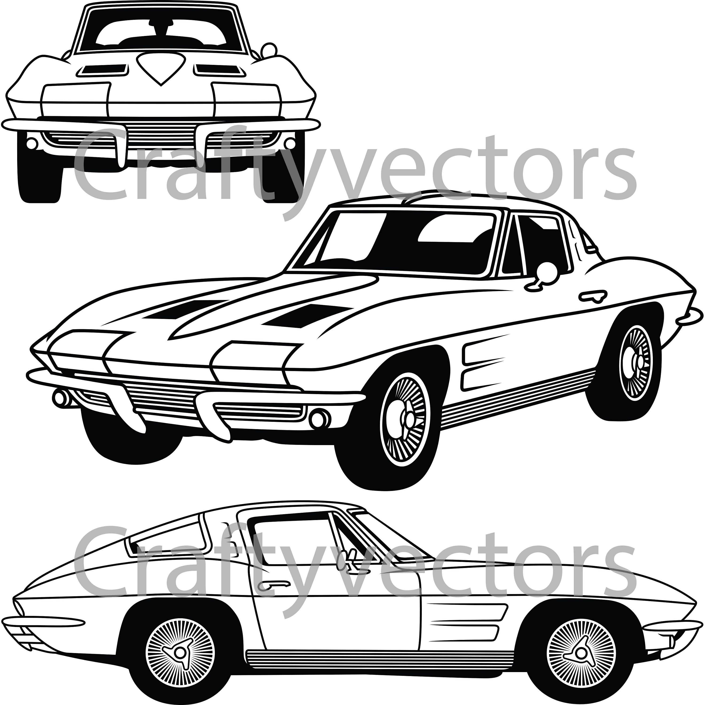 Buy Corvette Stingray 1963 Vector File Online in India 