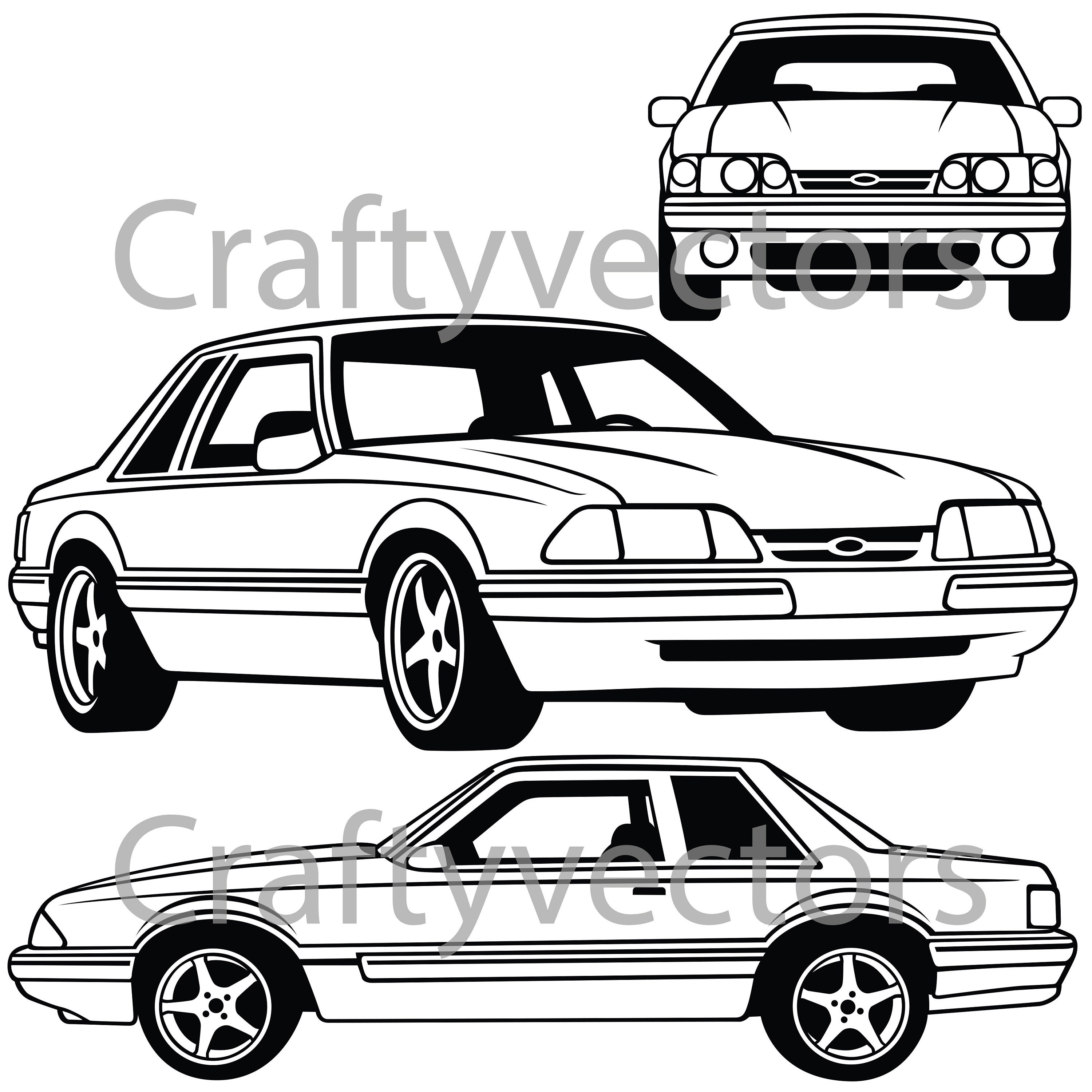 Ford Mustang 1989 Notchback SVG Cut File - Etsy Ford Mustang 1989 Notchback Svg Cut File - Etsy