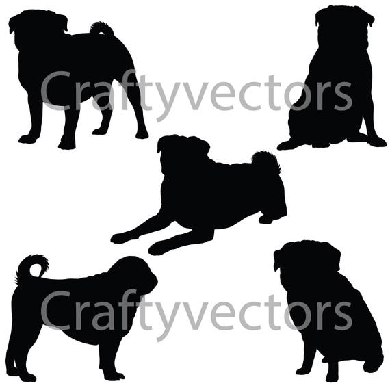 Download Pug Svg Silhouettes Etsy