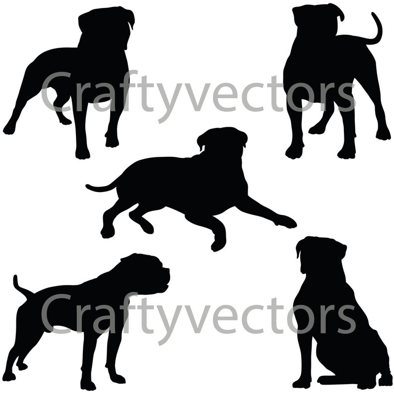 Download American Bulldog SVG Silhouettes | Etsy