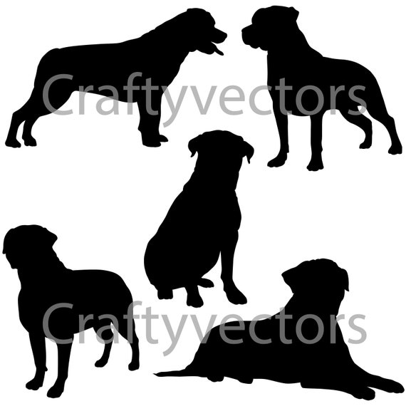 Download Rottweiler Dog Svg Silhouettes Etsy