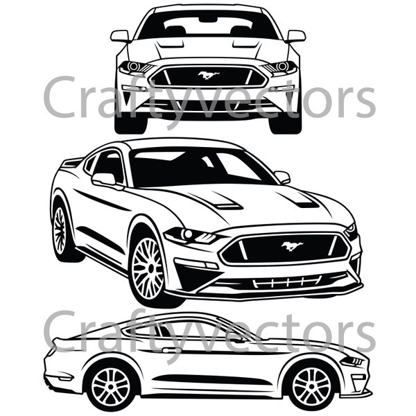 Ford Mustang 2018 vector SVG cut file