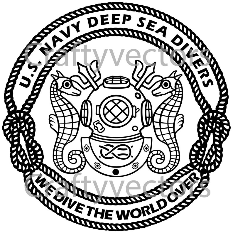 Navy Master Divers Badge Vector File SVG Etsy