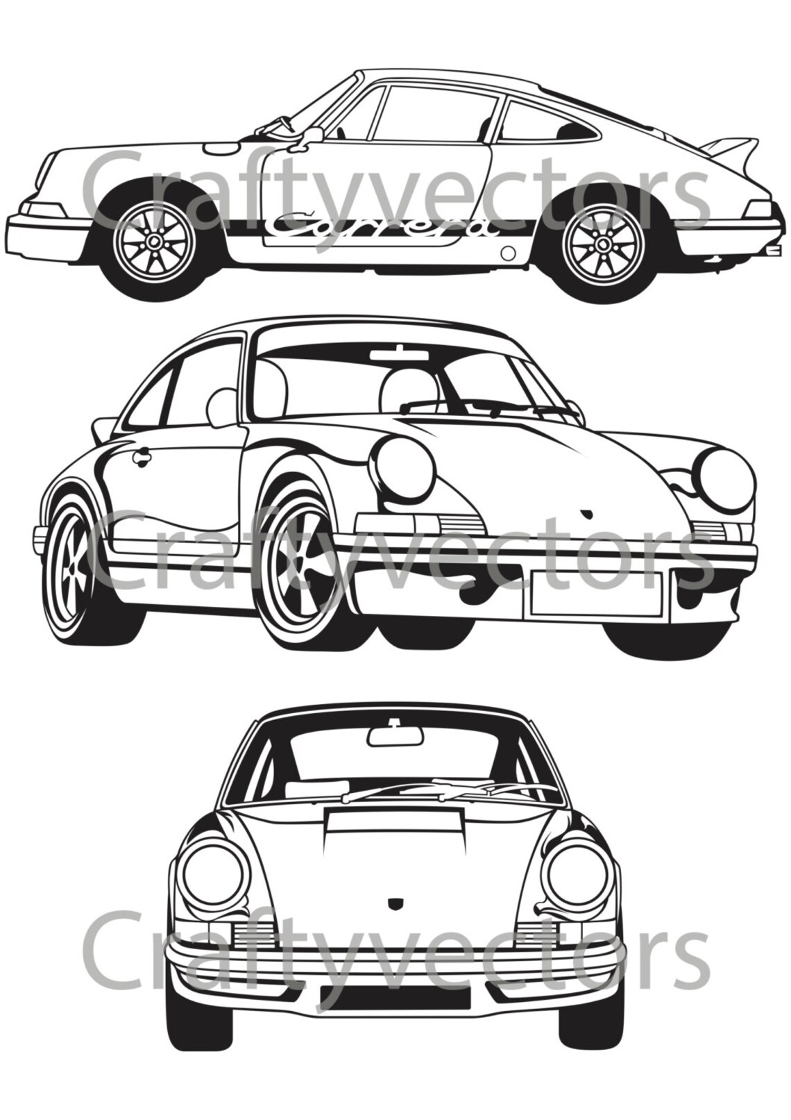 Porsche 911 Carrera RS vector SVG cut file | Etsy