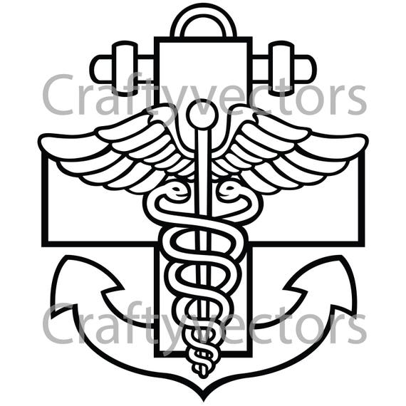 Caduceus And Anchor Insignia Vector File Etsy