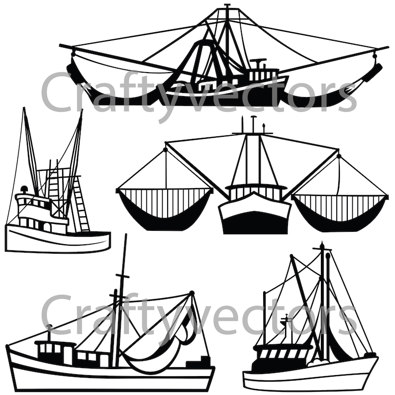 Fishing Trawlers Vector File SVG Etsy