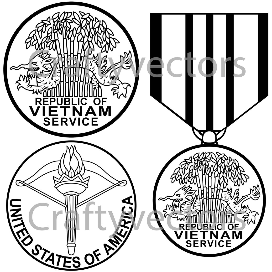 Vietnam Service Medal Vector File - Etsy Hong Kong