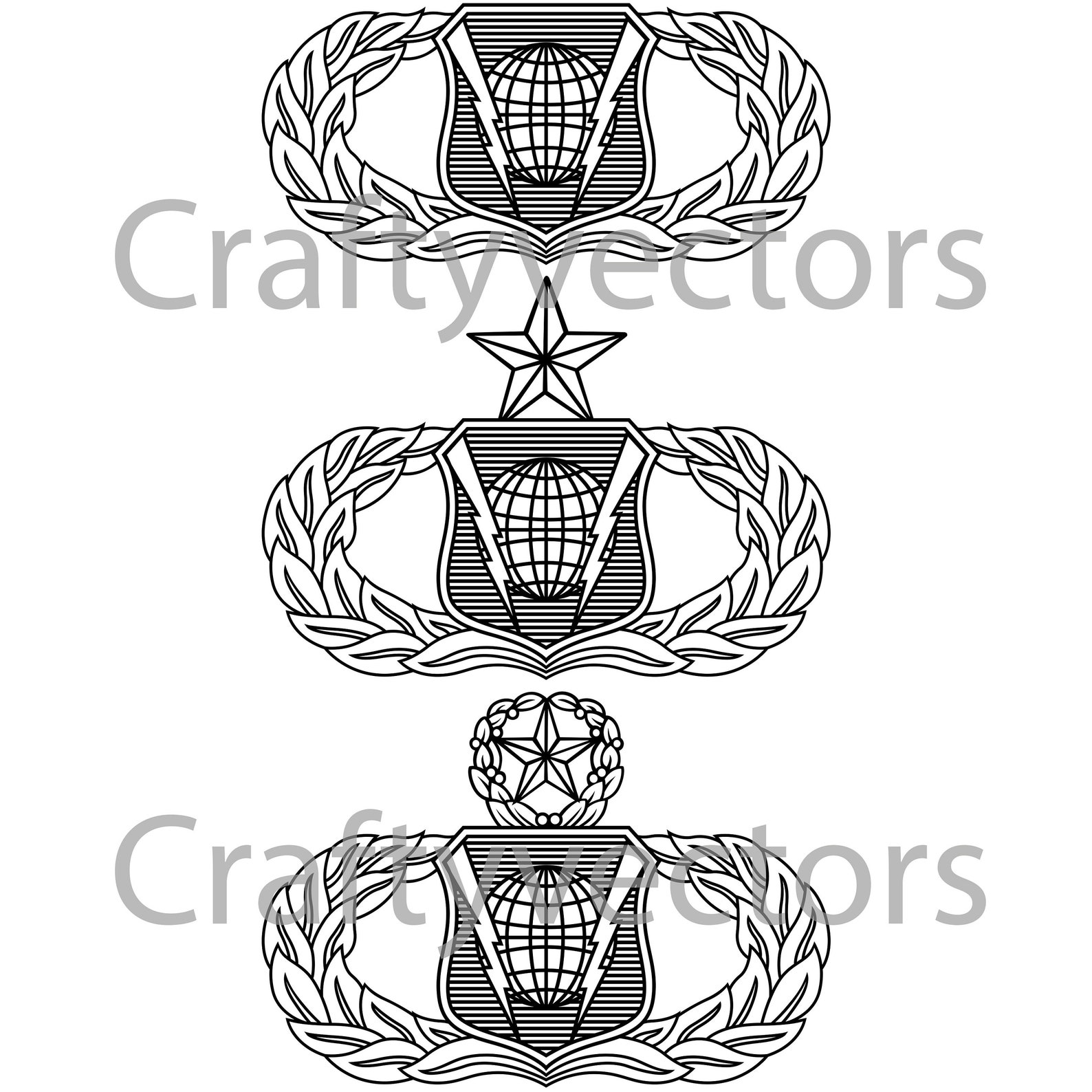 Air force command and control badge vector file etsy