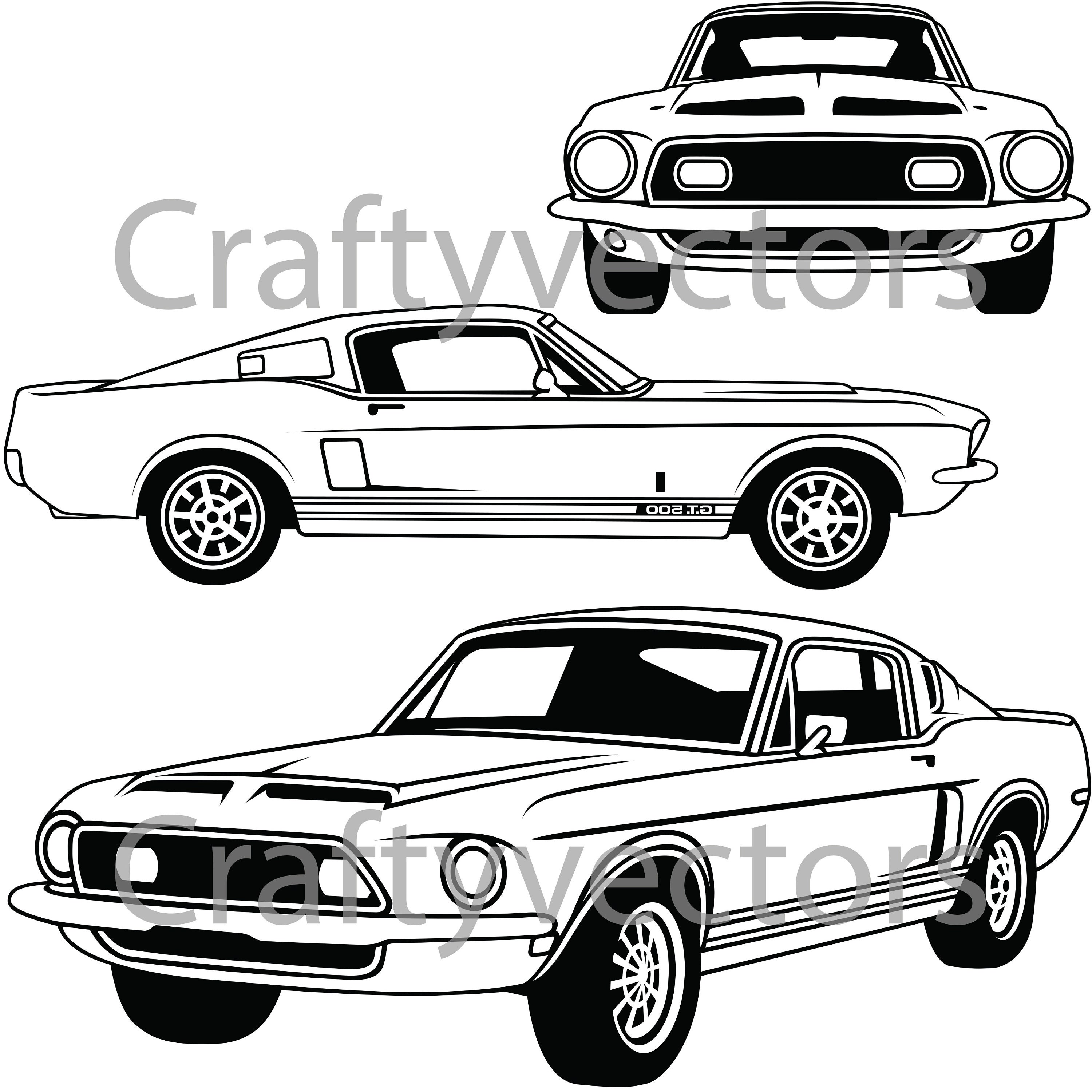 Ford Mustang 1967 to 68 GT500 Vector File - Etsy Australia