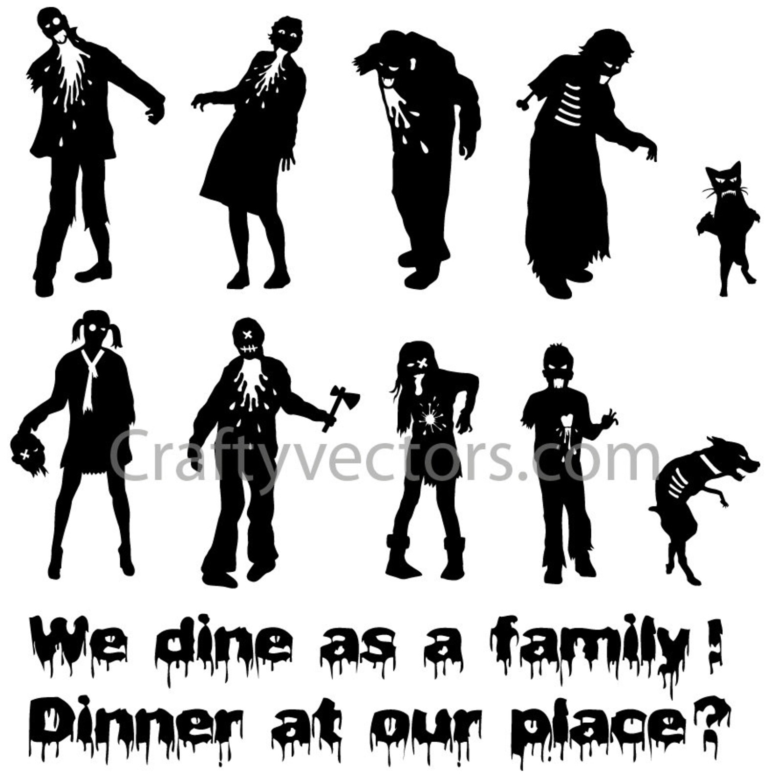 Zombie Family Vector File SVG - Etsy