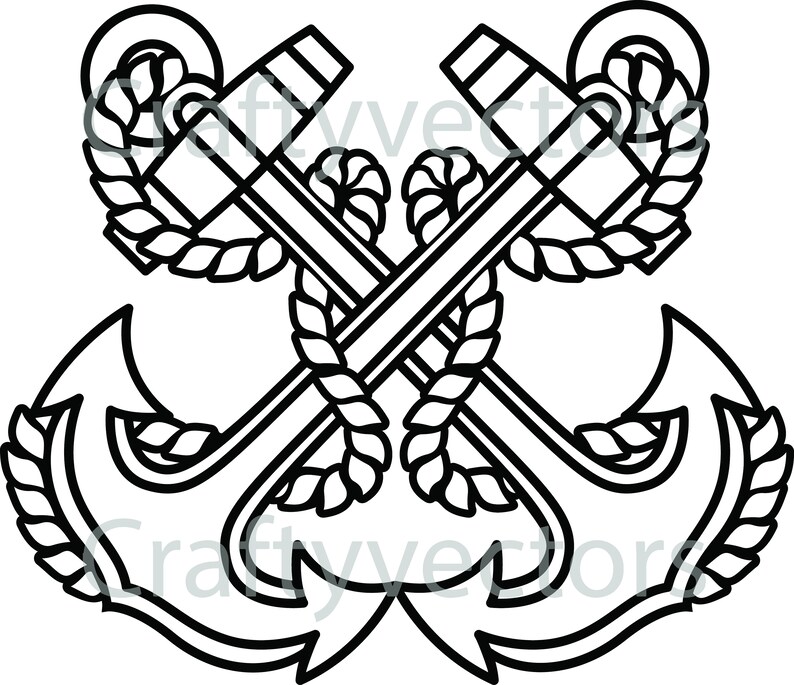 Coast Guard Boatswain Collar Device Vector File Etsy
