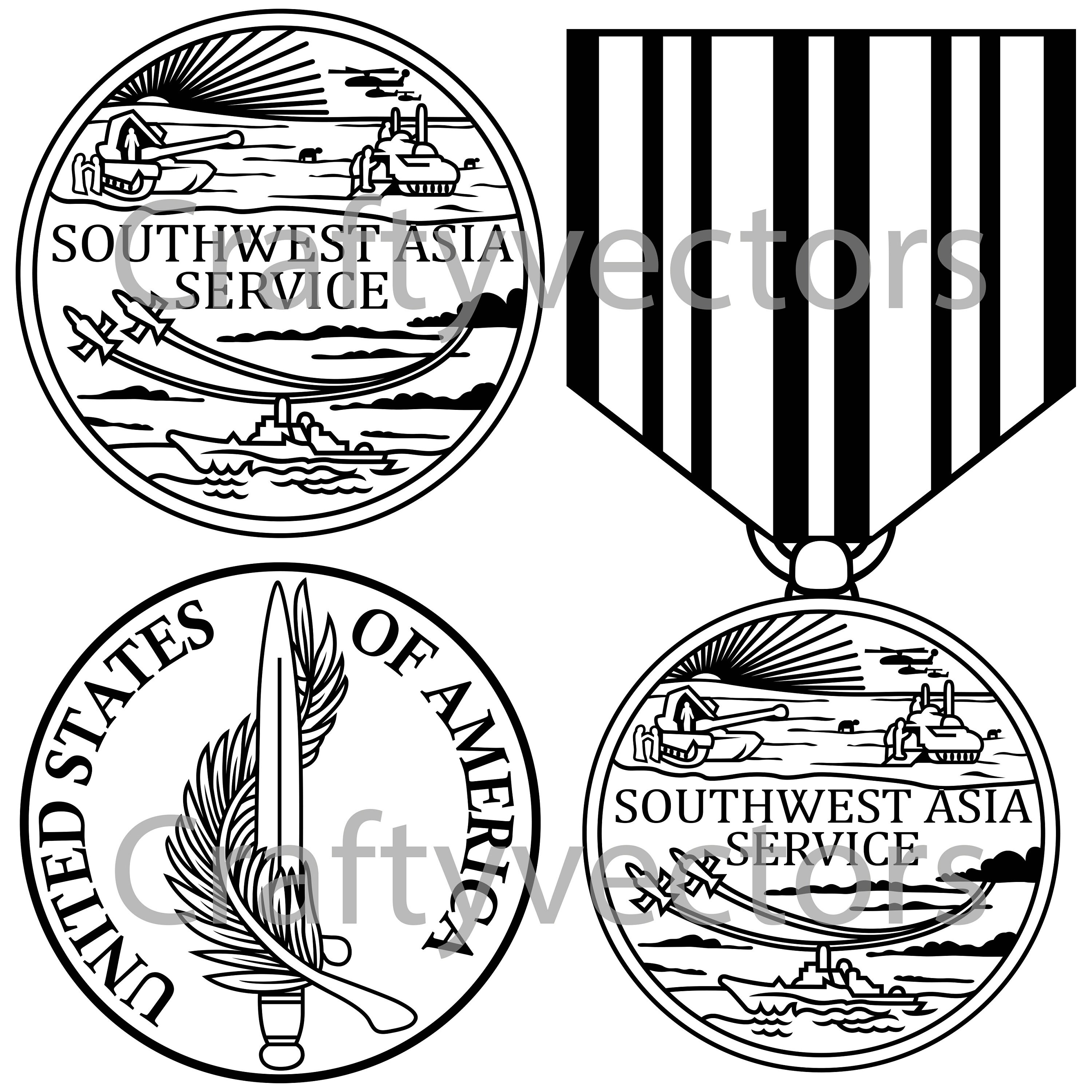Southwest Asia Service Medal Vector File Etsy Southwest asia service medal vector file etsy
