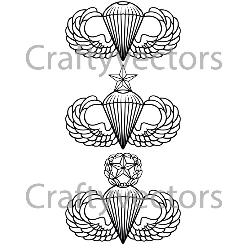 Army Parachute Jump Wings Vector File Etsy