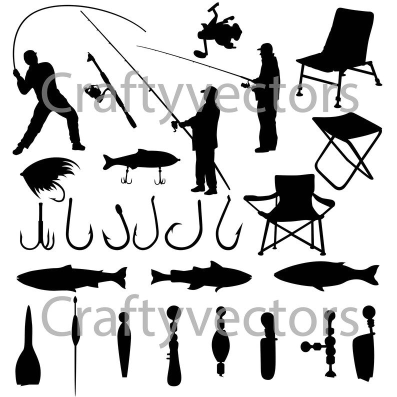Download Fishing Silhouettes vector SVG file | Etsy
