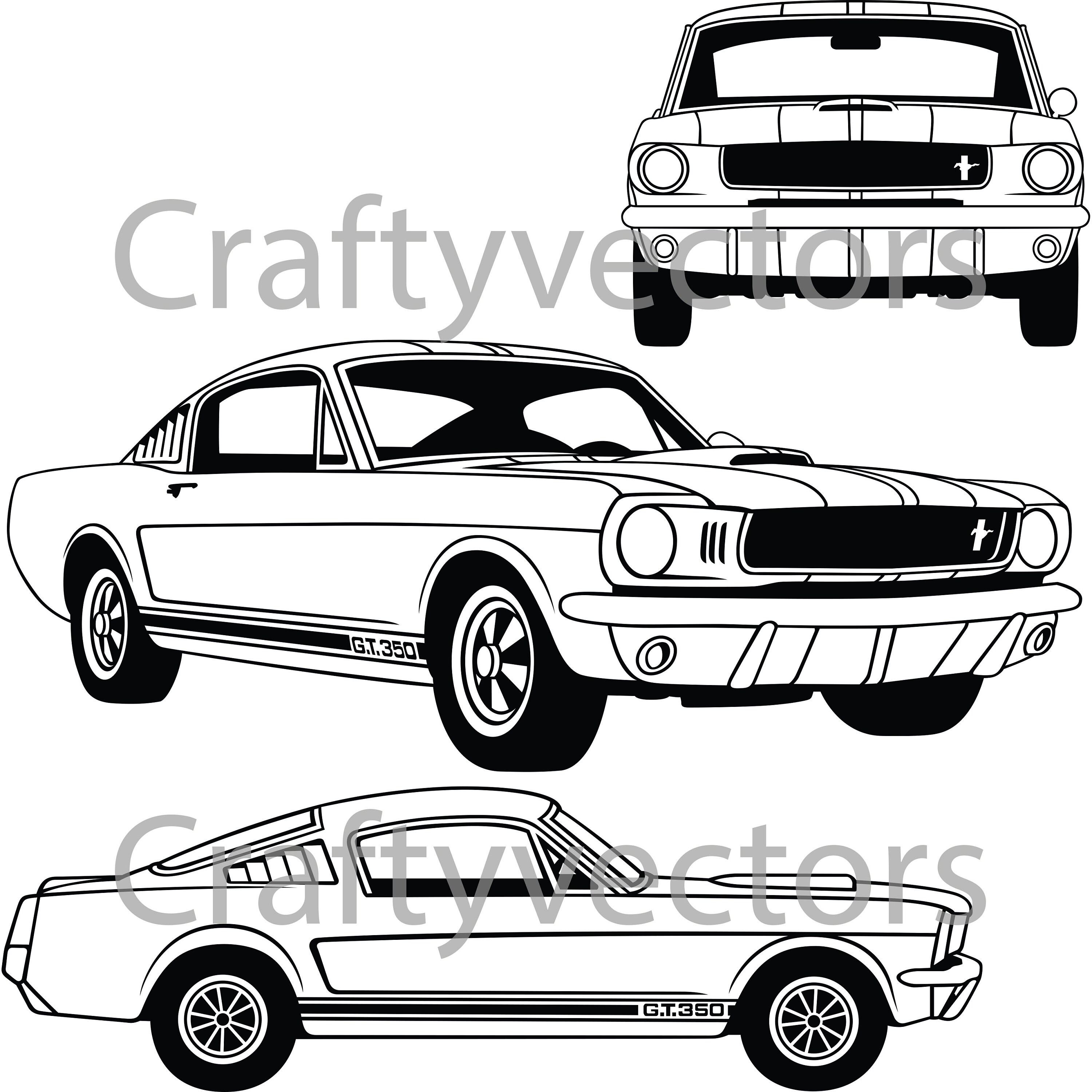 Ford Mustang 1965 Shelby GT 350 Vector File | Etsy