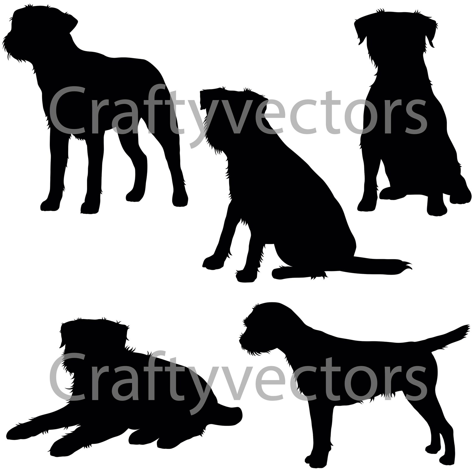 Border Terrier Dog SVG Silhouettes | Etsy