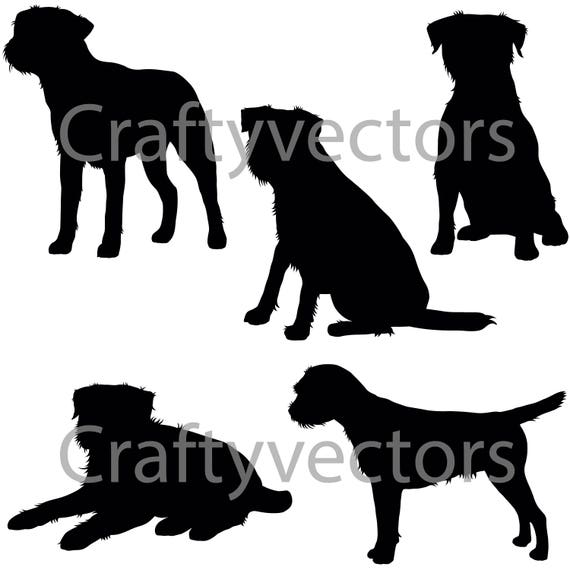 Download Border Terrier Dog Svg Silhouettes Etsy