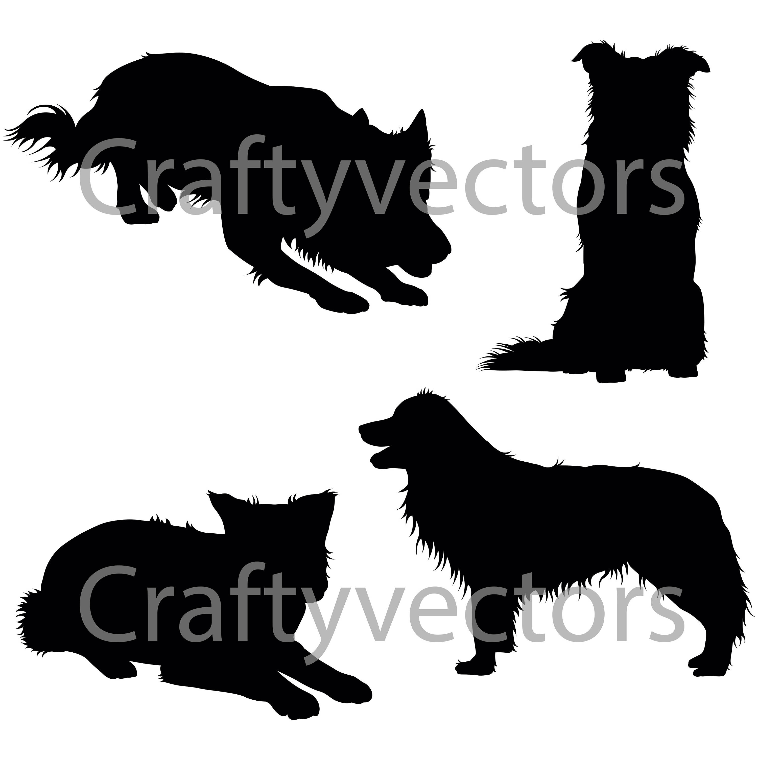 Download Border Collie Silhouettes Vector file | Etsy