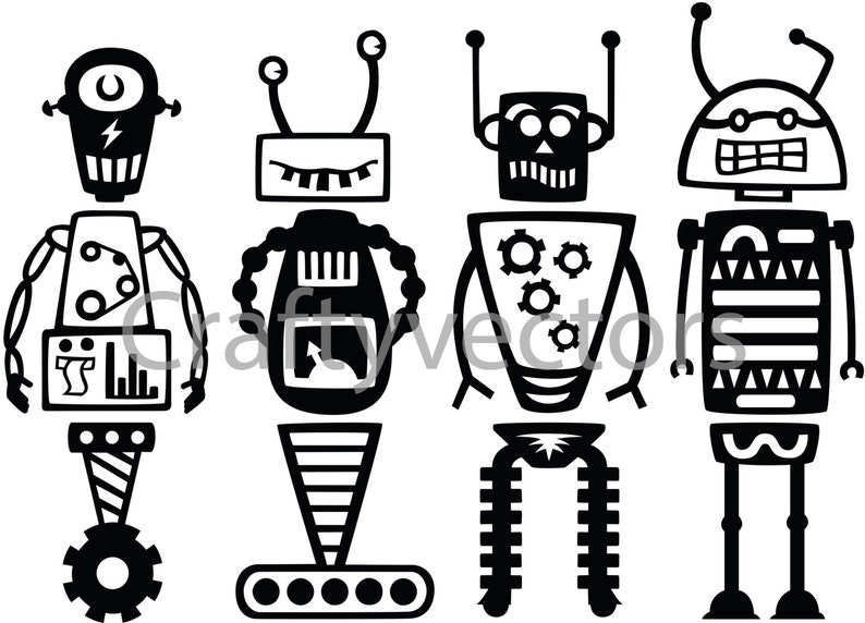 Robot Parts Vector File Etsy