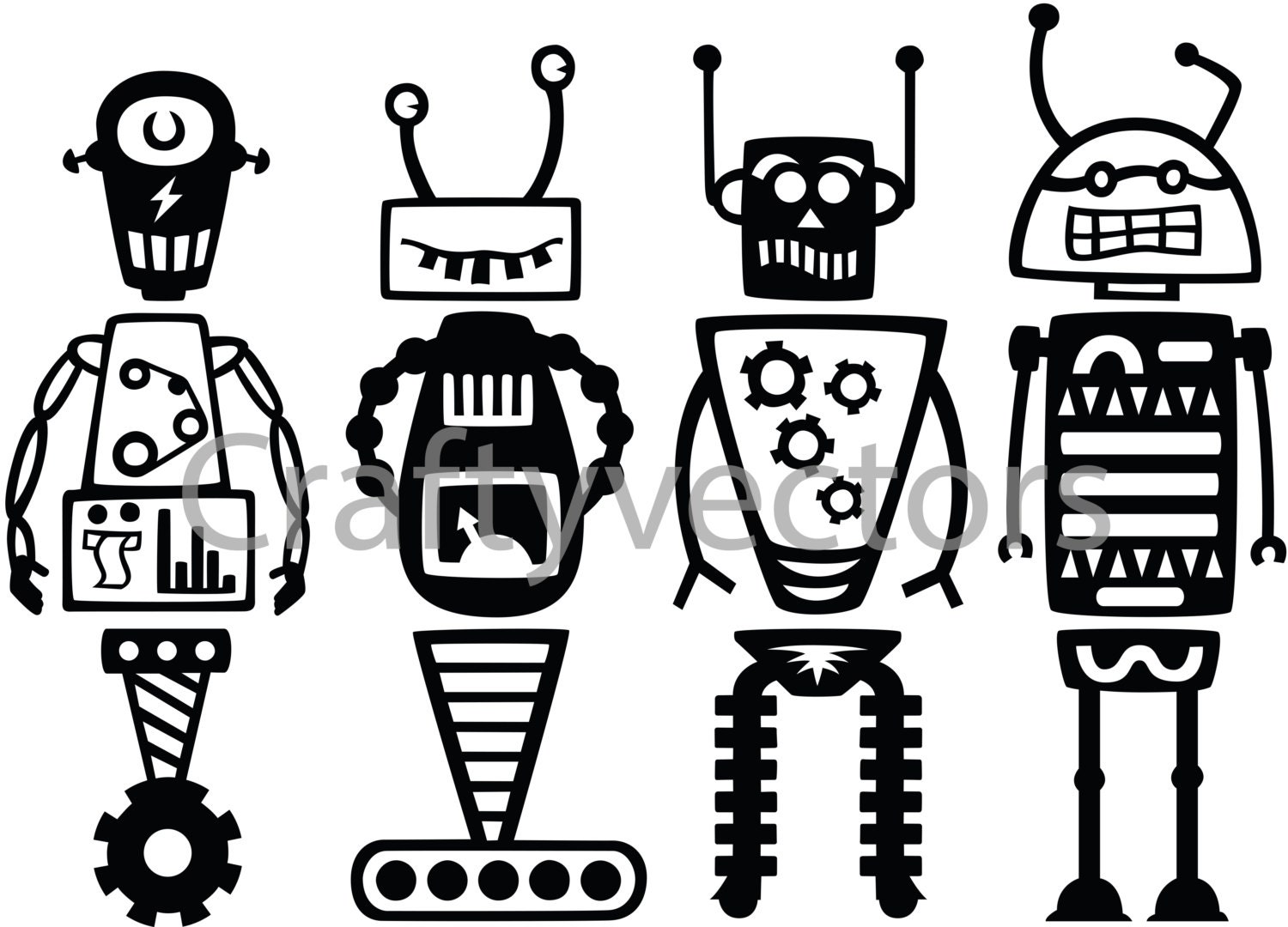 Robot Parts Vector File Etsy