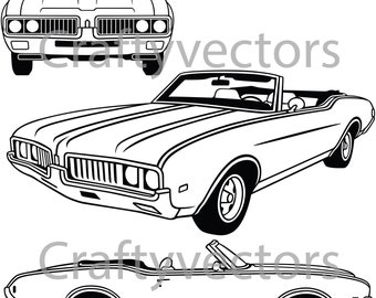 Oldsmobile Cutlass 1969 Convertible vector SVG cut file