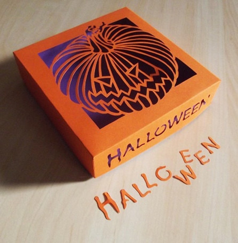 Download Happy Halloween Pumpkin Gift Box SVG file | Etsy