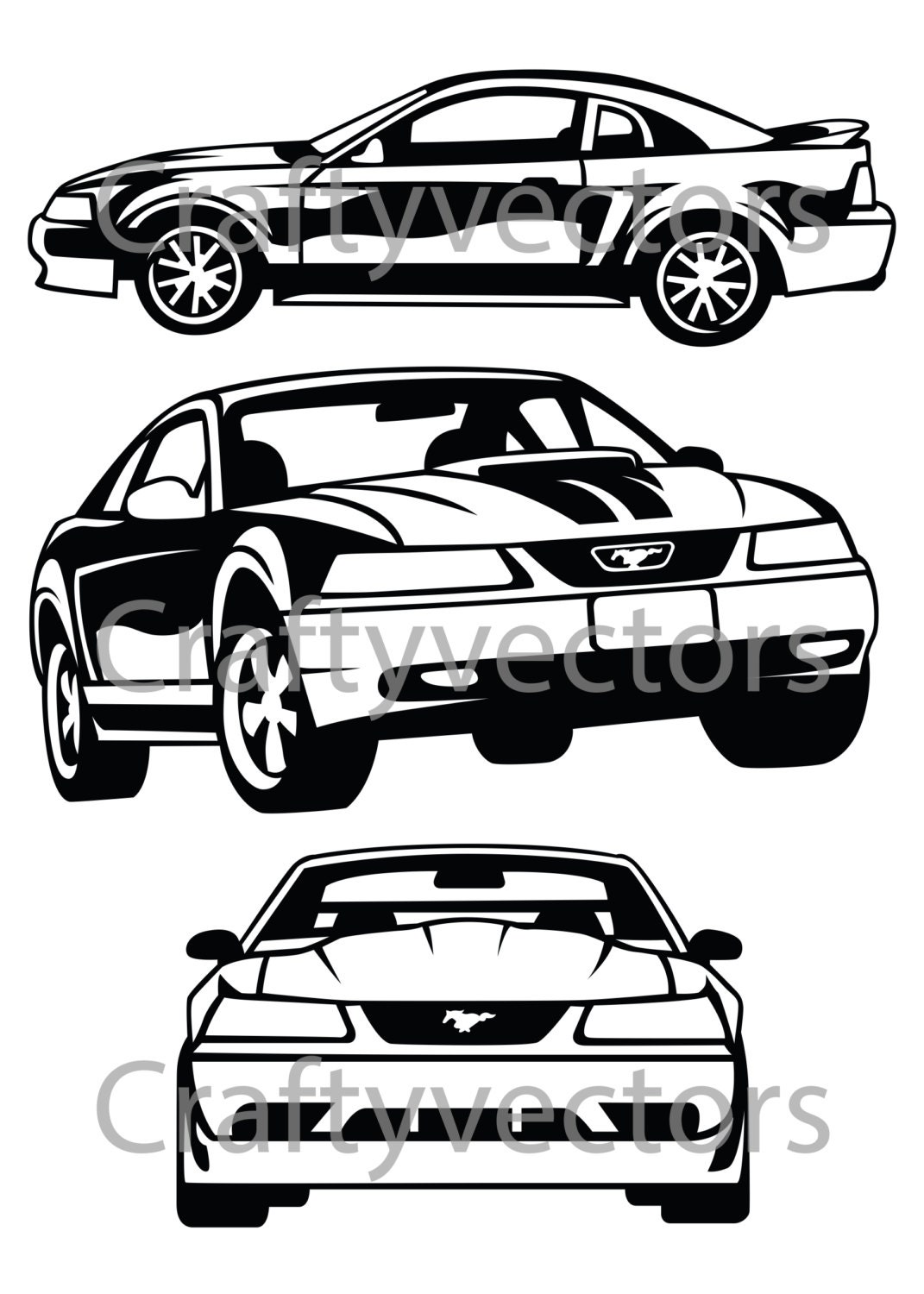 Ford Mustang 99 Vector File Etsy