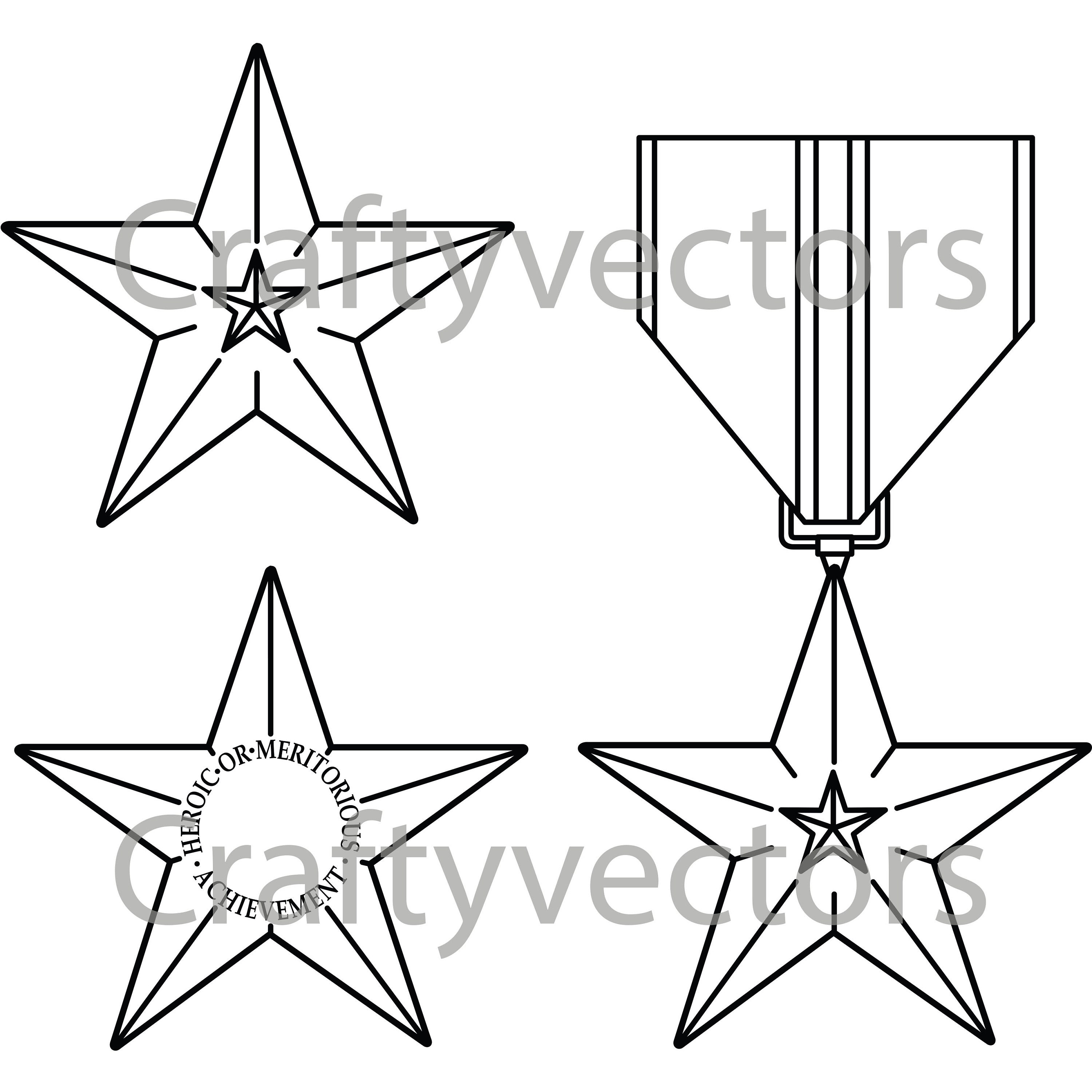 Bronze Star Medal Vector File Etsy Hong Kong