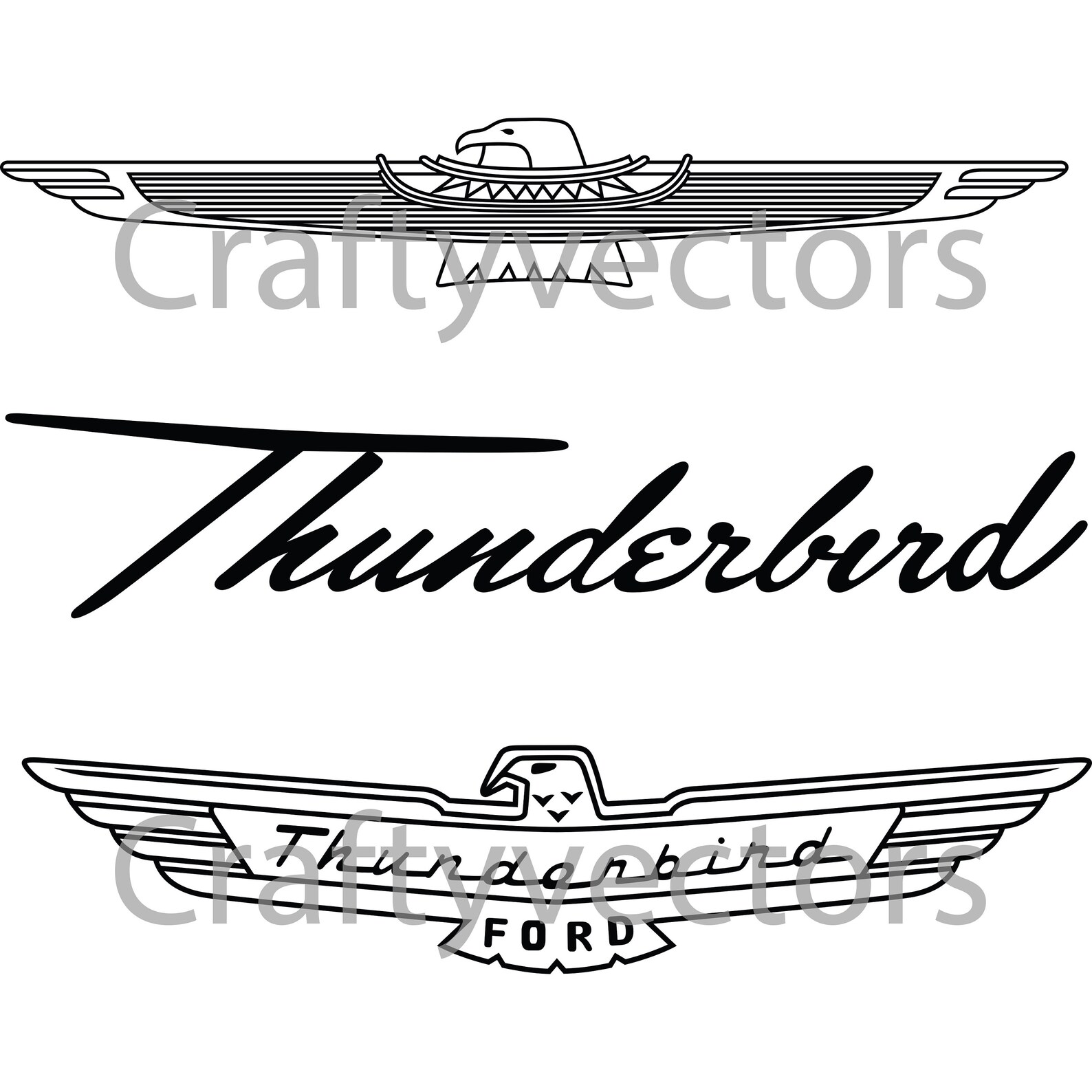 Ford Thunderbird Vintage Logos Vector Etsy