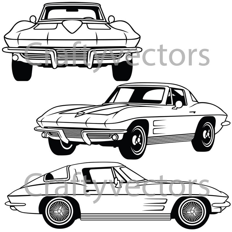 Download Corvette Stingray 1964 vector file | Etsy