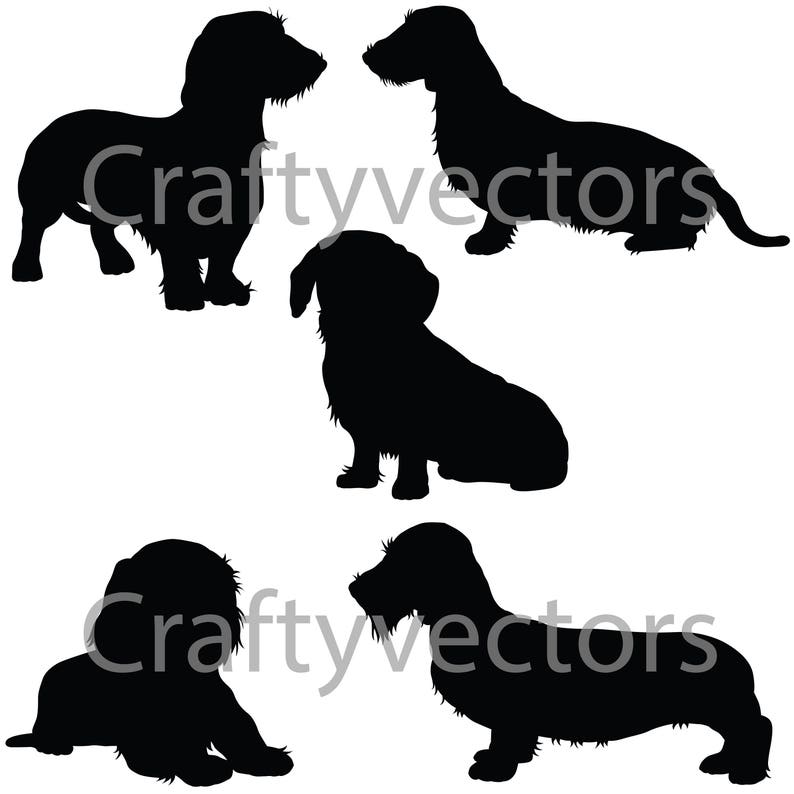 Download Dachshund Wire Haired Dog SVG Silhouettes | Etsy