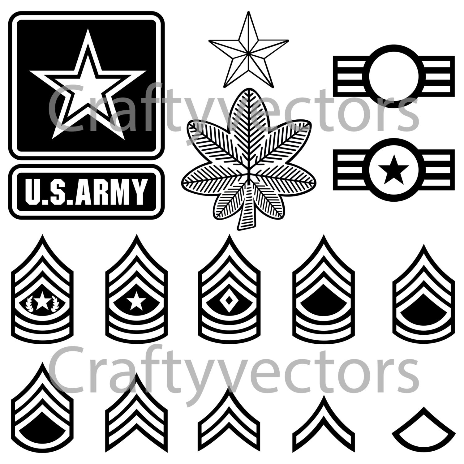 US Army Badges and Stripes Vector File SVG | Etsy