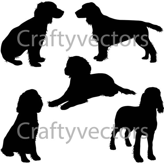 photo Black And White Working Cocker Spaniel working cocker spaniel dog svg silhouettes etsy