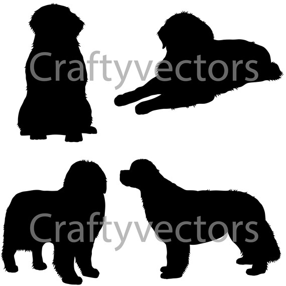 Newfoundland Dog Svg Silhouettes Etsy