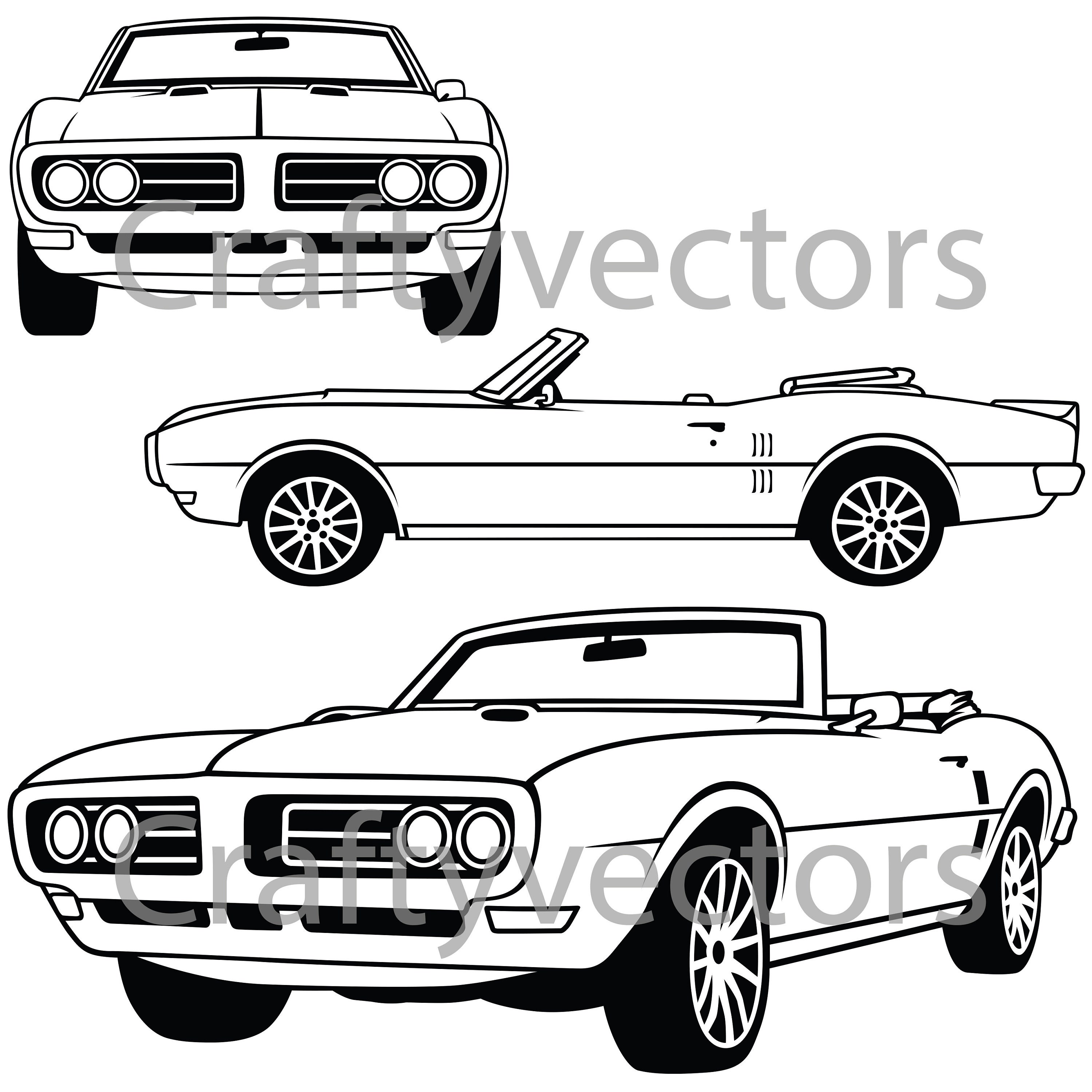 Pontiac Firebird 1968 Convertible Vector Svg Cut File Etsy