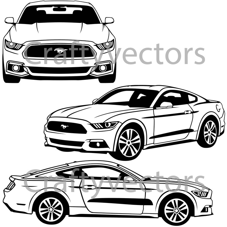 Download Ford Mustang 2015 vector SVG cut file | Etsy