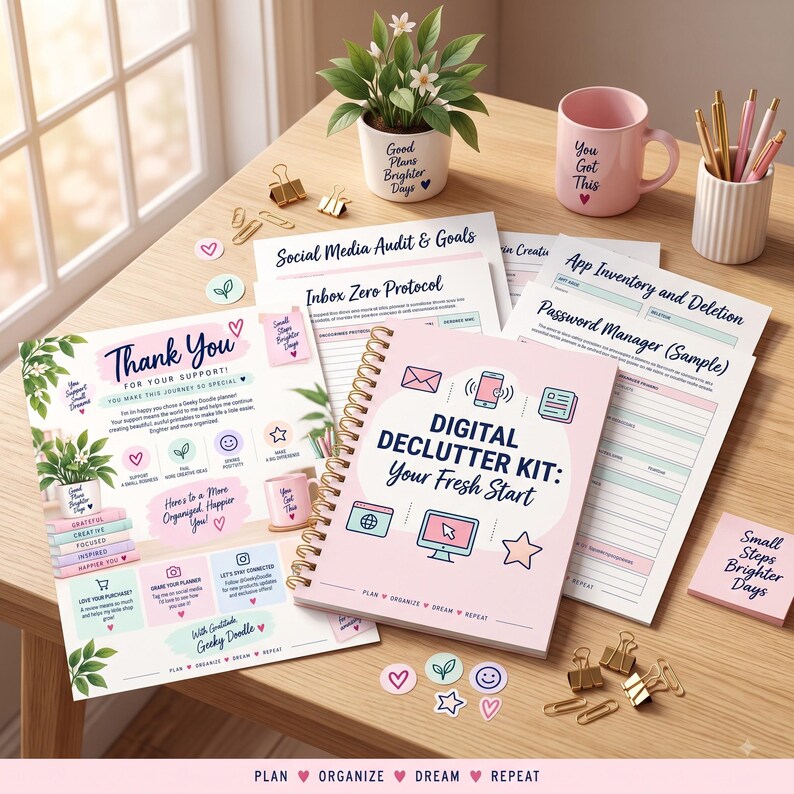 digital declutter, digital planner, Good notes planner, digital organization ,
 inbox clean up, email organizer, photo cleanup,  file organization,  device declutter ,
digital wellbeing, password tracker, weekly digital reset, digital life planner