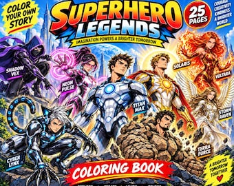 Superhero Legends Coloring Book | 25 Action-Packed Pages (Digital Download)