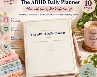 ADHD Daily Fillable Printable Planner | Undated PDF Digital Download