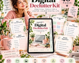 Digital Declutter Planner | GoodNotes PDF | Email, Files, Photos Organization (40+ Pages)